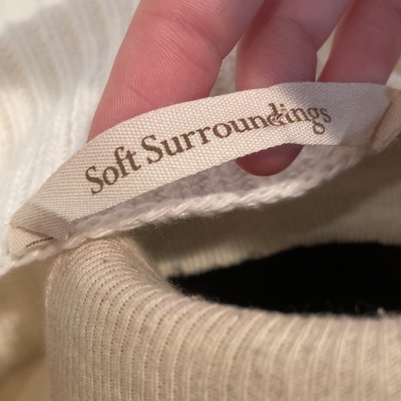 Soft Surroundings Mock Neck White and Orange Sweater - Picture 3 of 5